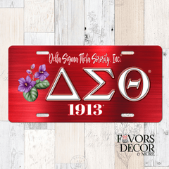 License Plate | Delta Sigma Theta - Greek Letters and Violet Car Tag - Favors Decor and More