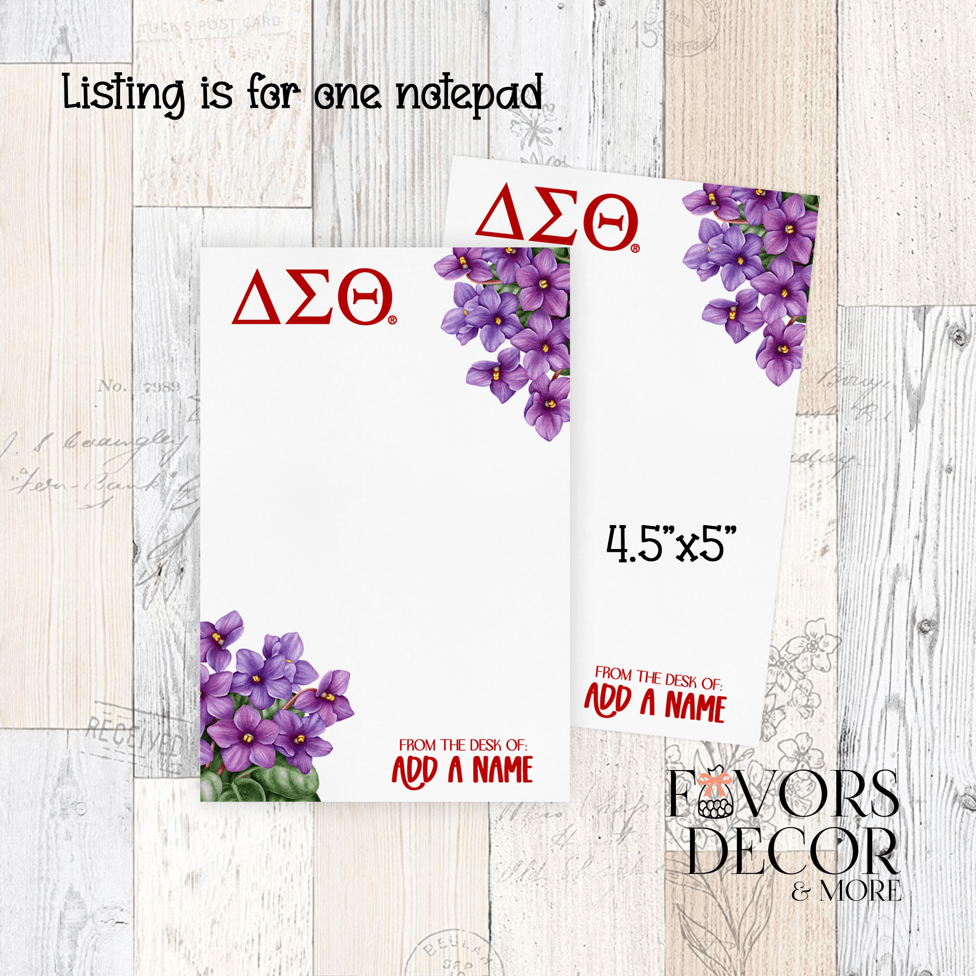 Notepad - Delta Sigma Theta | DST Violets - Favors Decor and More