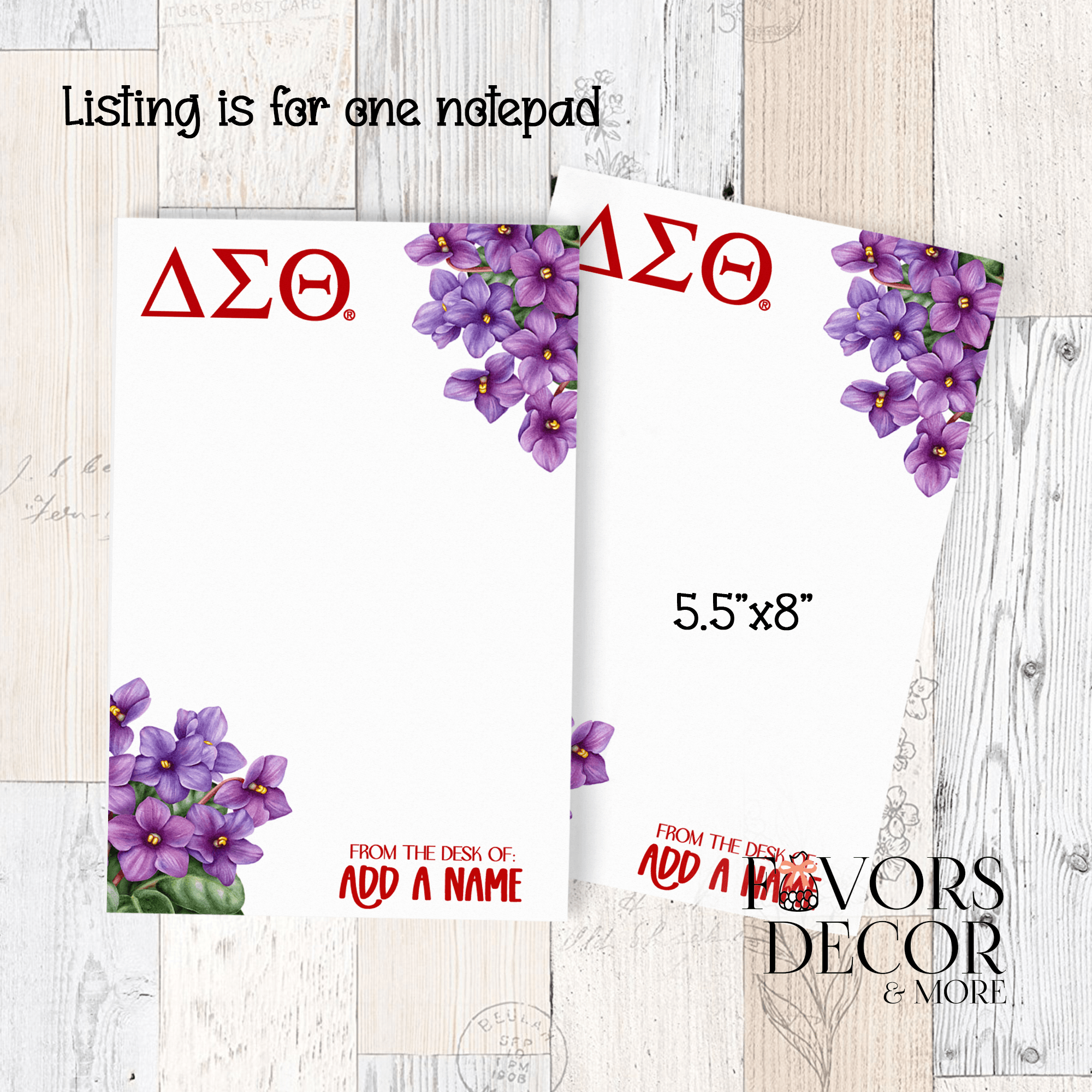 Notepad - Delta Sigma Theta | DST Violets - Favors Decor and More
