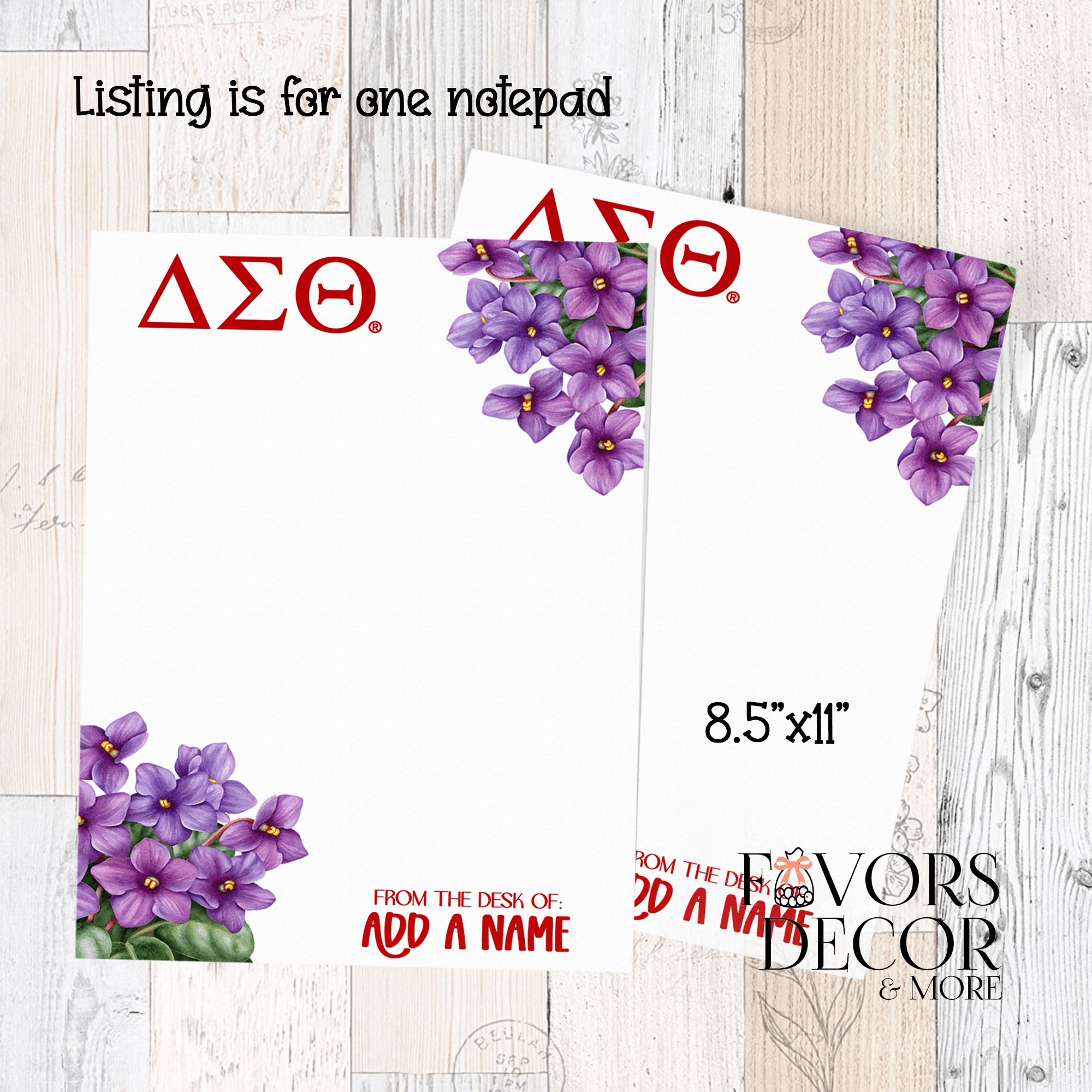 Notepad - Delta Sigma Theta | DST Violets - Favors Decor and More