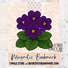Magnetic Bookmark - Delta Sigma Theta | African Violets Magnetic Bookmark – Sorority-Inspired Floral Page Marker - Favors Decor and More