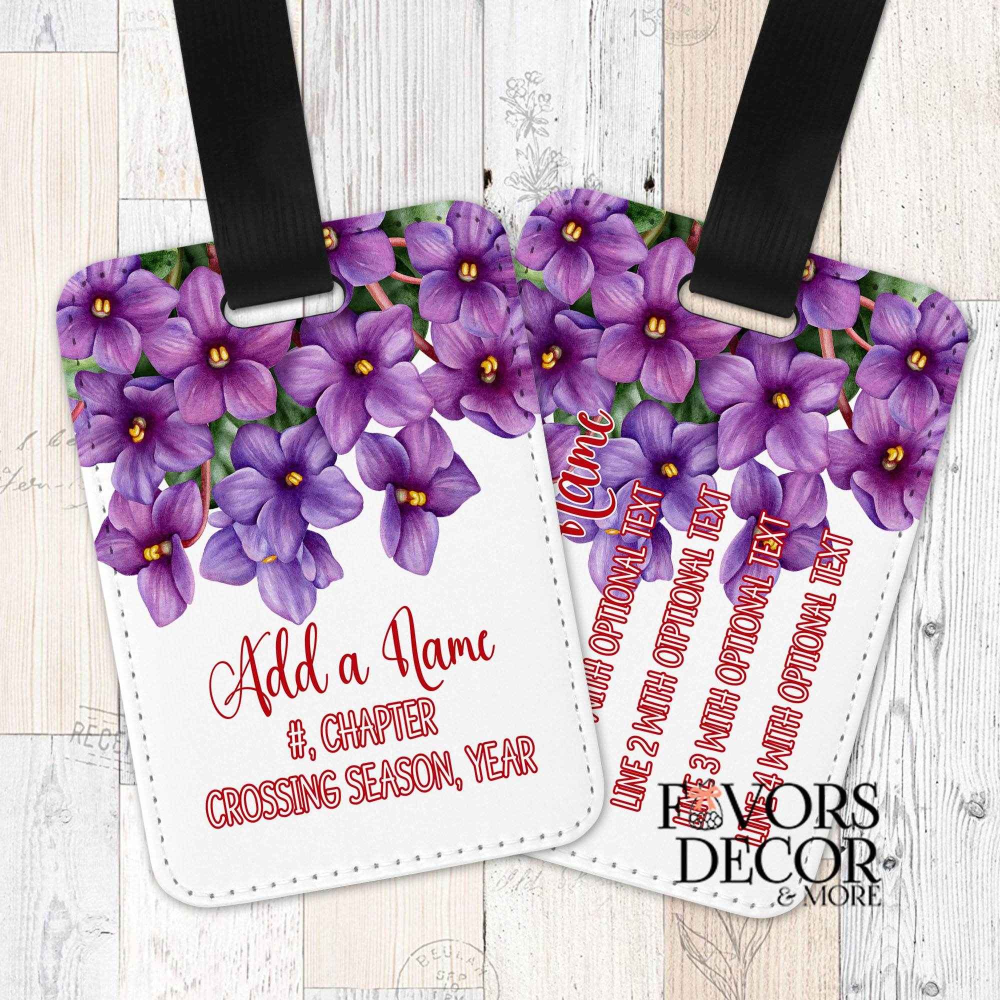 Luggage Tag - Delta Sigma Theta | African Violets Topper Personalized - Favors Decor and More