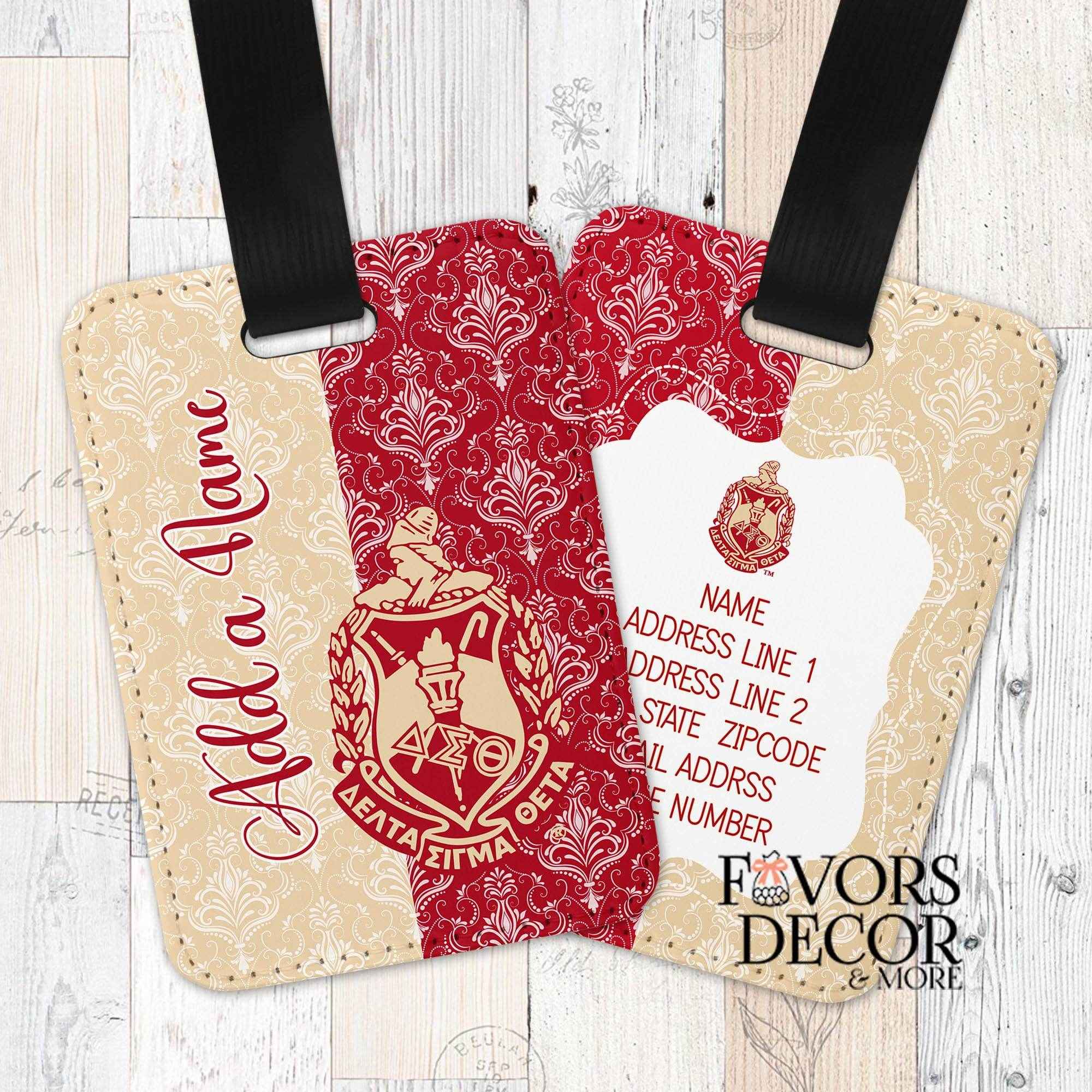 Luggage Tag - Delta Sigma Theta | Half Crimson Half Cream Personalized - Favors Decor and More
