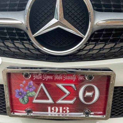 License Plate | Delta Sigma Theta - Greek Letters and Violet Car Tag - Favors Decor and More