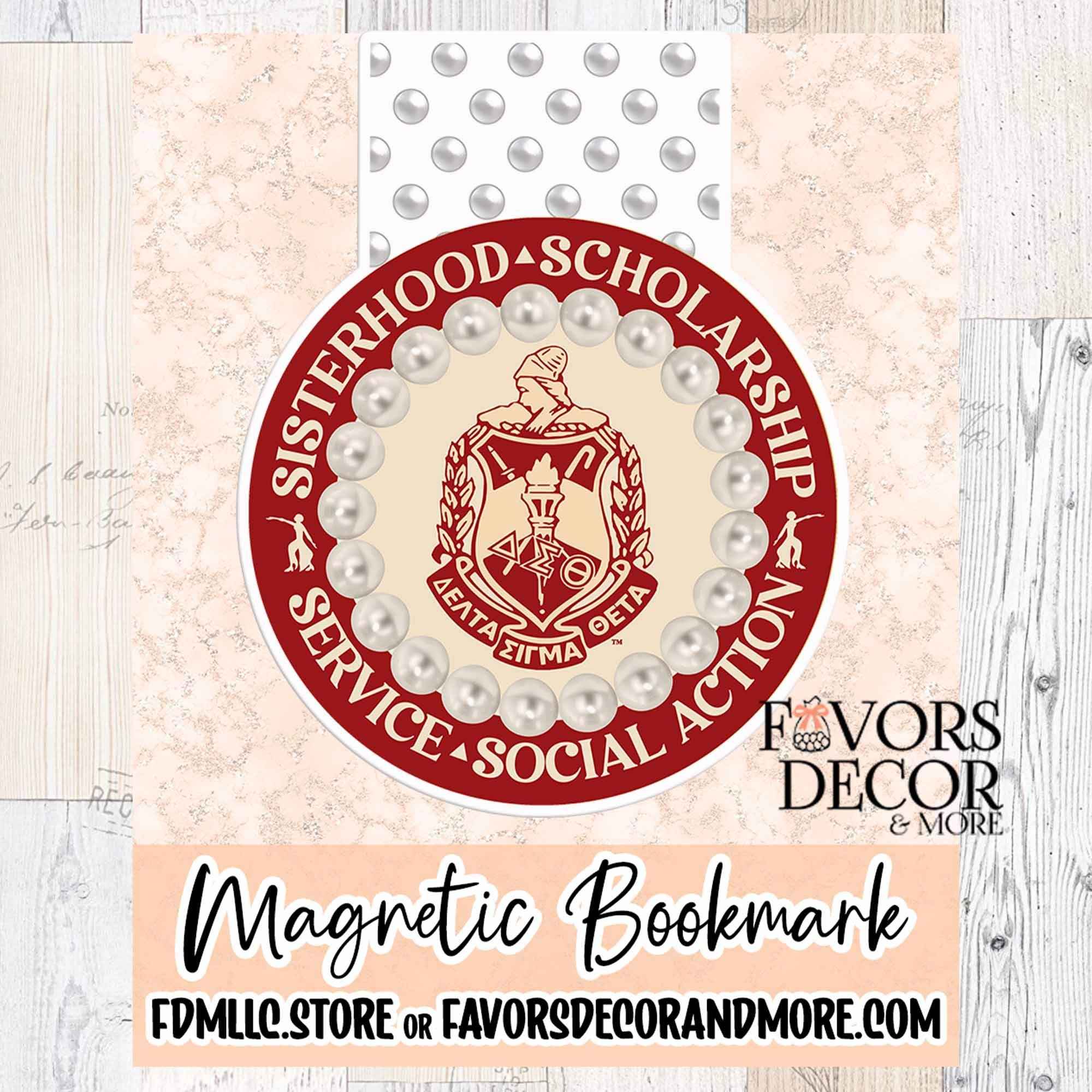 Magnetic Bookmark - Delta Sigma Theta |Sorority Motto Magnetic Pearl Bookmark - Favors Decor and More