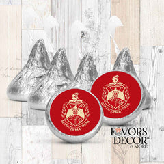 Labels - Mint Candy, Chocolate Kisses | Delta Sigma Theta Shield 88 per sheet - Favors Decor and More