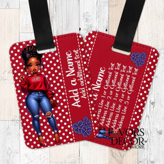 Luggage Tag - Delta Sigma Theta | Chibi Doll Personalized - Favors Decor and More