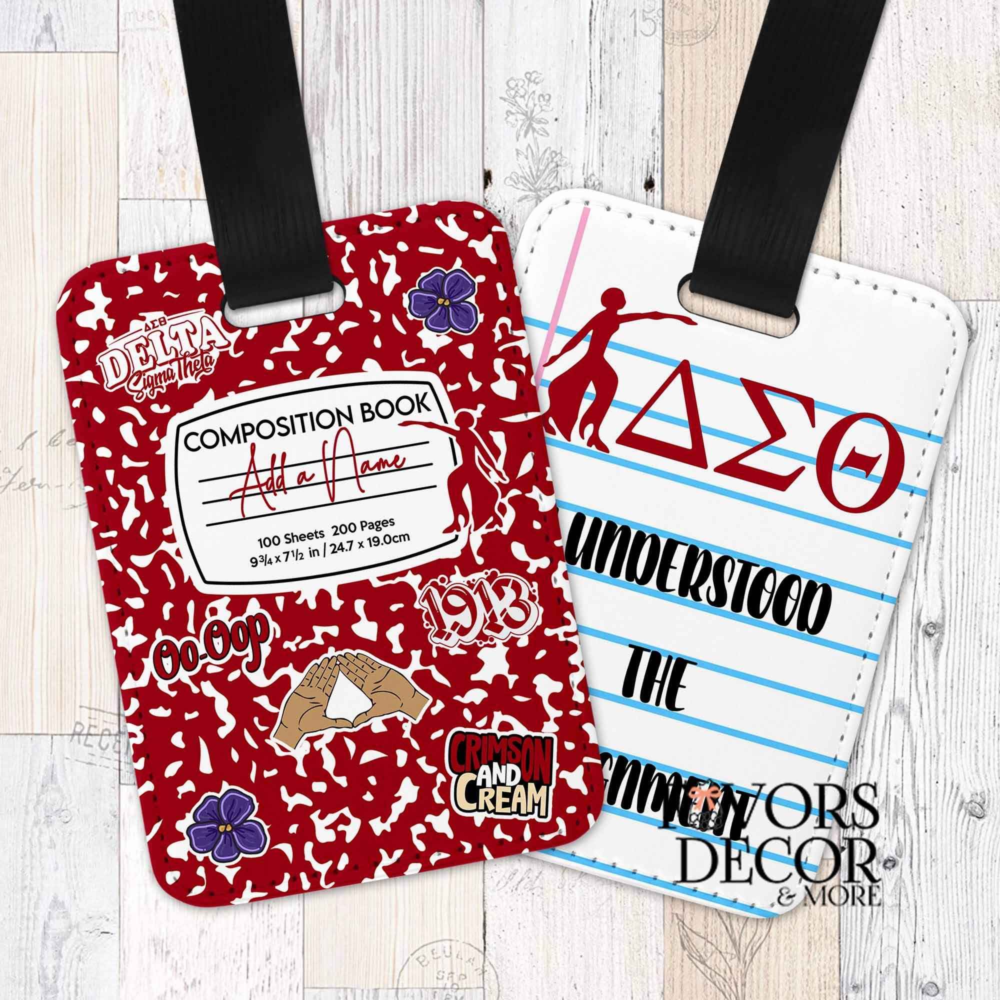 Luggage Tag - Delta Sigma Theta | Composition Notebook and Delta Stickers - Favors Decor and More