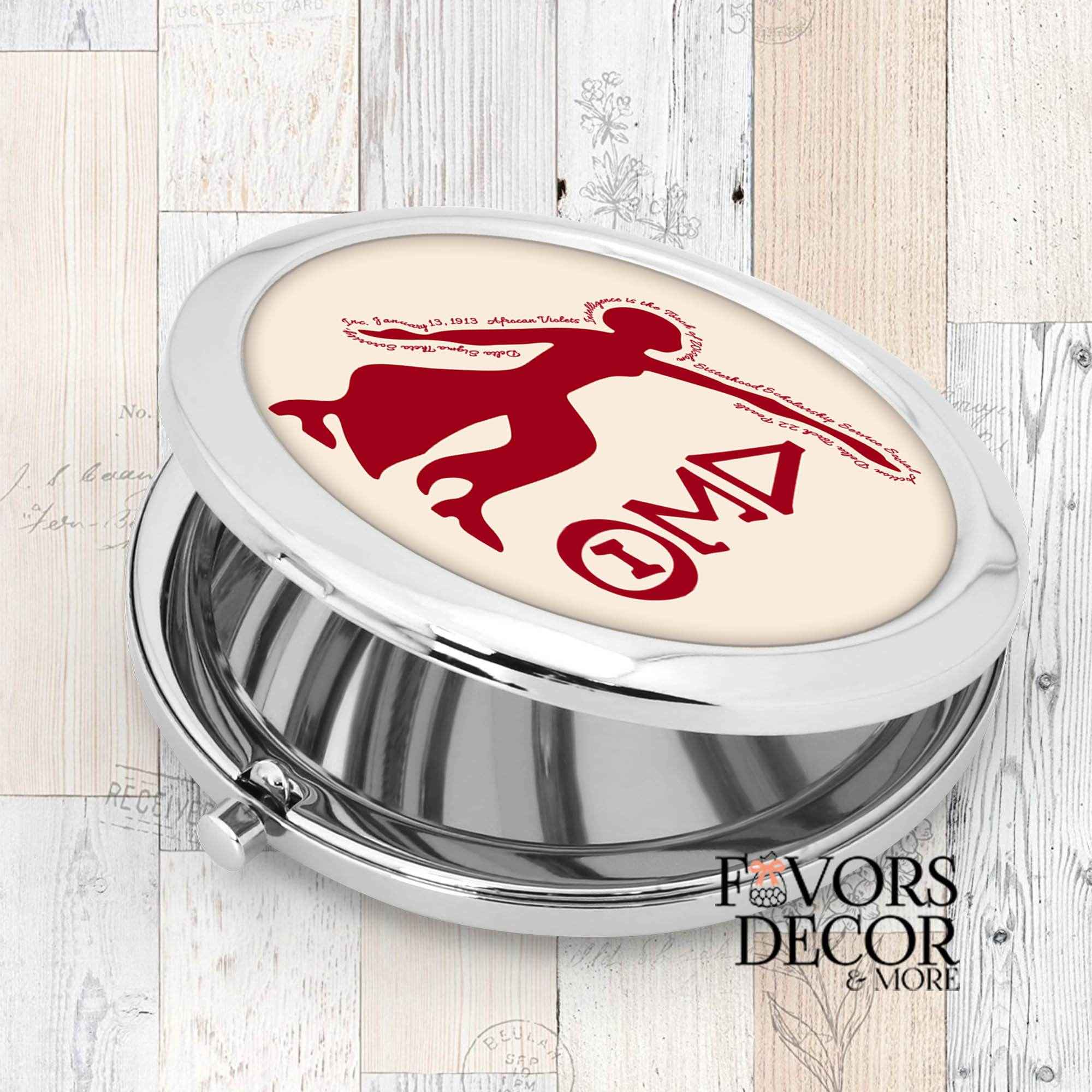 Compact Mirror - Delta Sigma Theta Sorority | Lady Fortitude and Greek Letters - Favors Decor and More