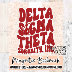 Magnetic Bookmark - Delta Sigma Theta | Retro Script featuring Lady Fortitude - Favors Decor and More