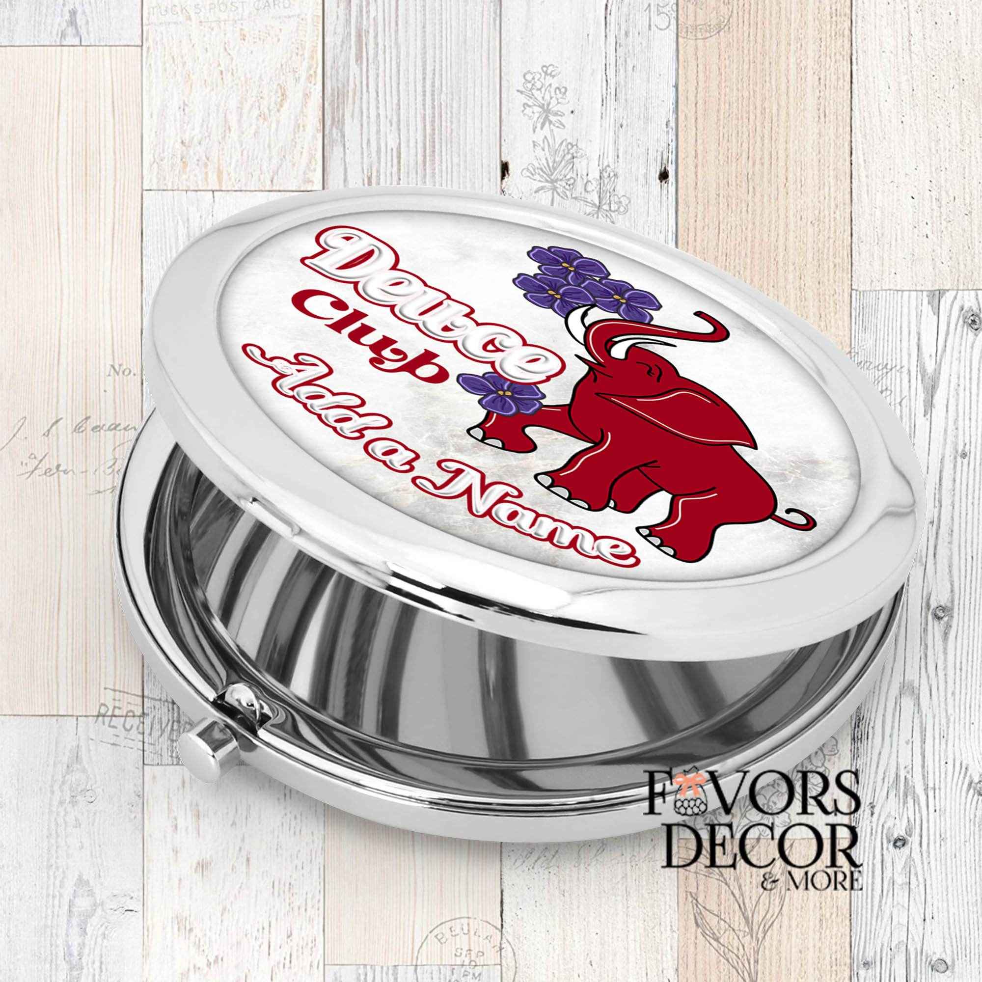 Compact Mirror - Delta Sigma Theta Sorority | Red Elephant Line Number Personalized - Favors Decor and More