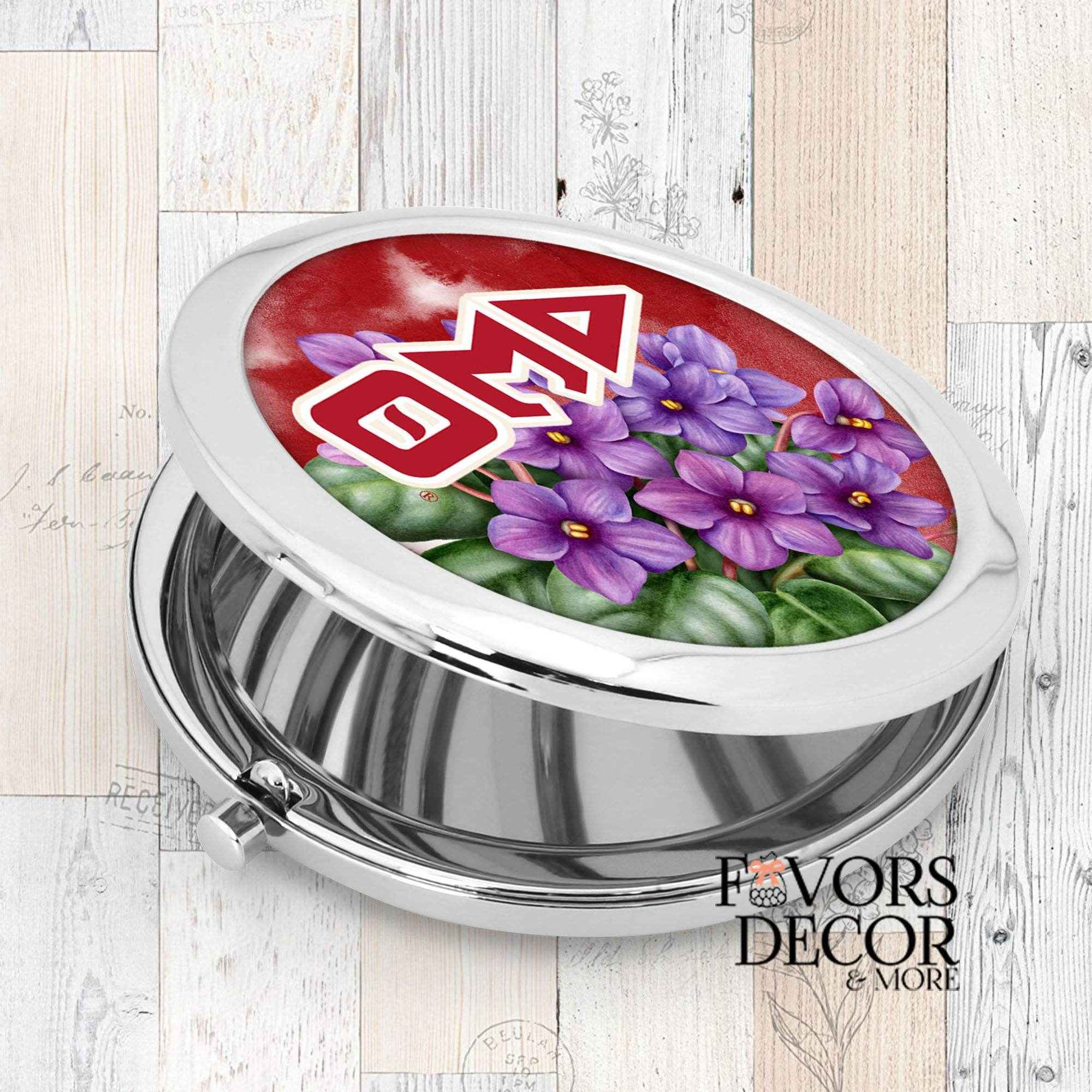 Compact Mirror - Delta Sigma Theta Sorority | African Violets and Greek Letters - Favors Decor and More