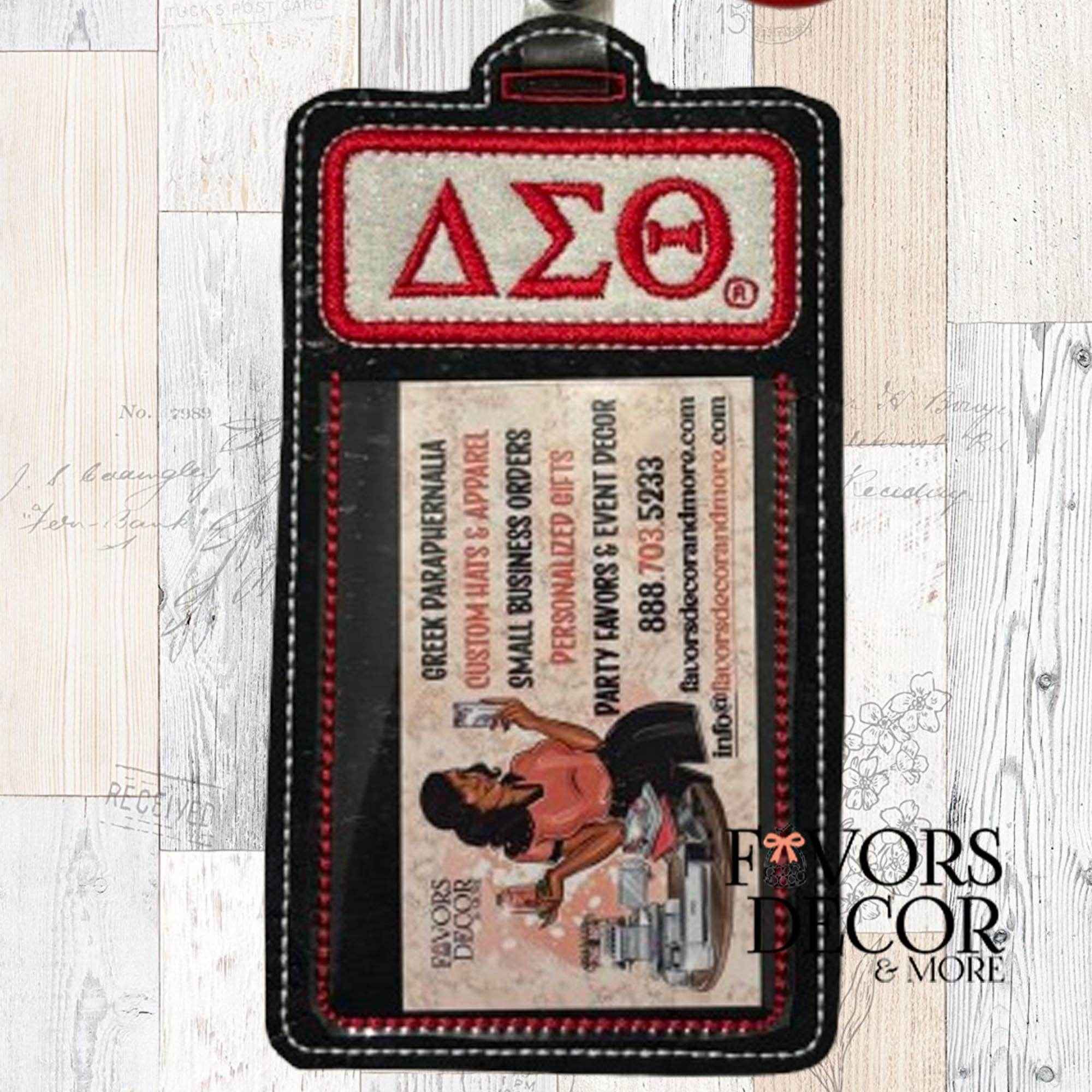ID Badge Holder - Delta Sigma Theta Sorority | Cork Front View - Favors Decor and More