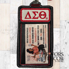 ID Badge Holder - Delta Sigma Theta Sorority | Cork Front View - Favors Decor and More
