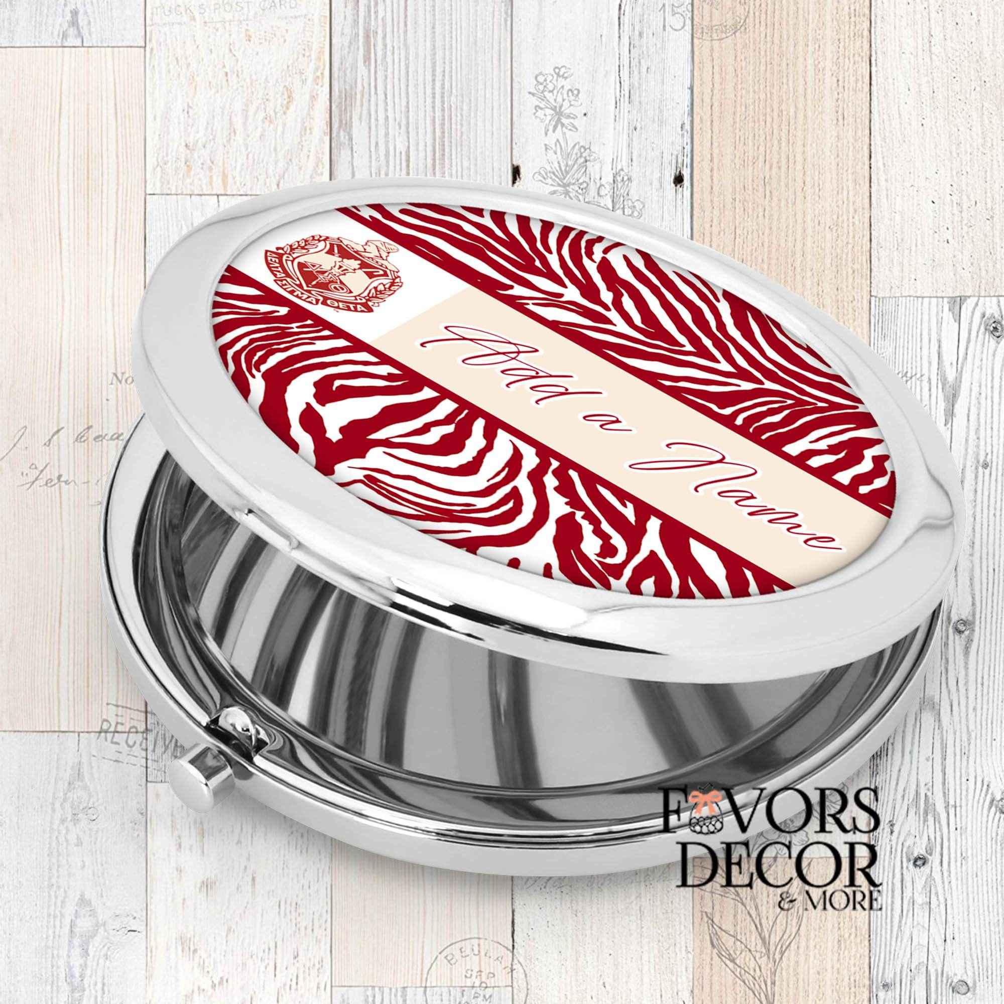 Compact Mirror - Delta Sigma Theta Sorority | Zebra Print Personalized - Favors Decor and More