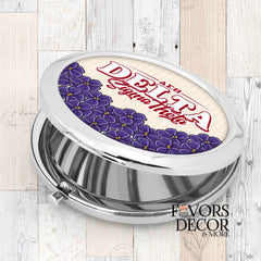 Compact Mirror - Delta Sigma Theta Sorority | Sorority Name and African Violets - Favors Decor and More