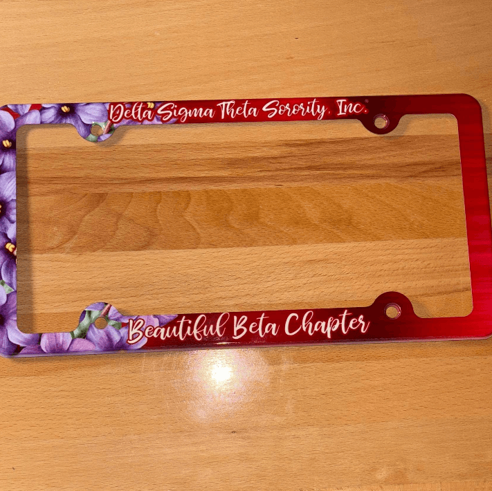License Plate Frame – Delta Sigma Theta with Chapter or Line Name - Favors Decor and More