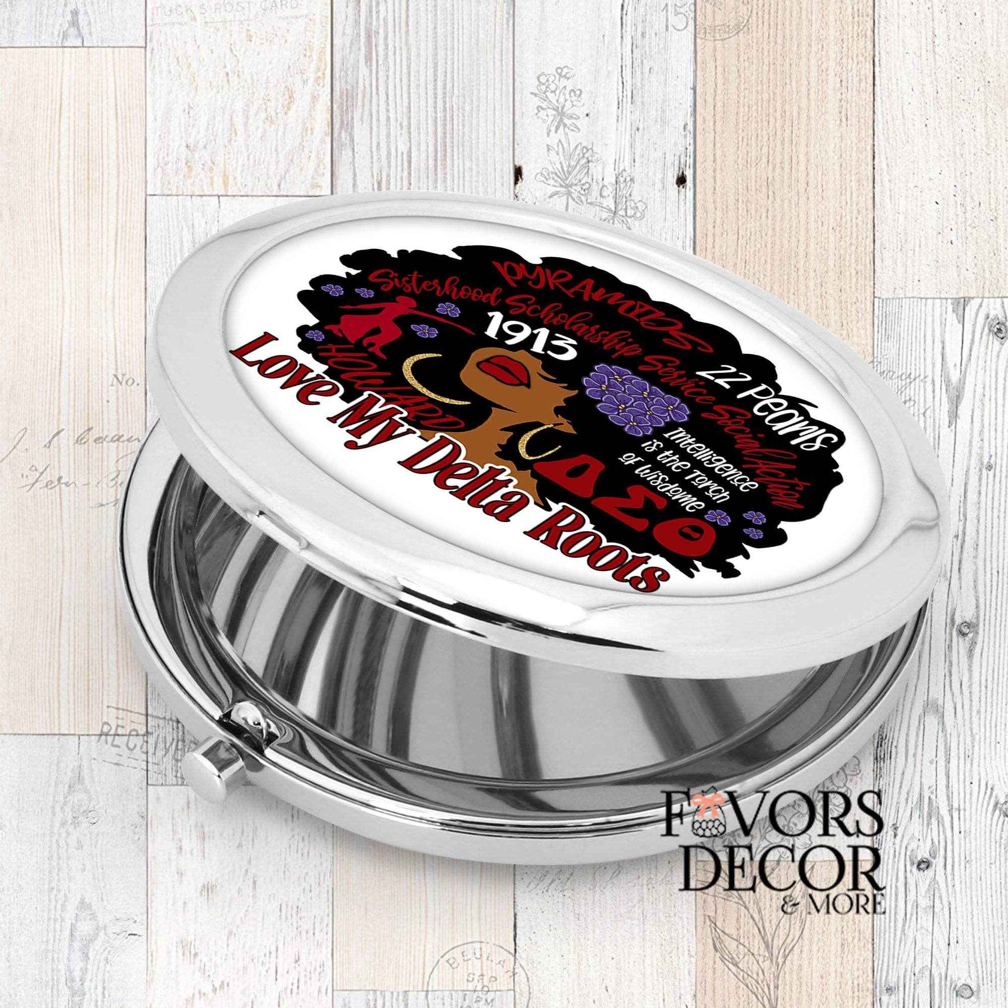 Compact Mirror - Delta Sigma Theta Sorority | Love My Delta Roots - Favors Decor and More