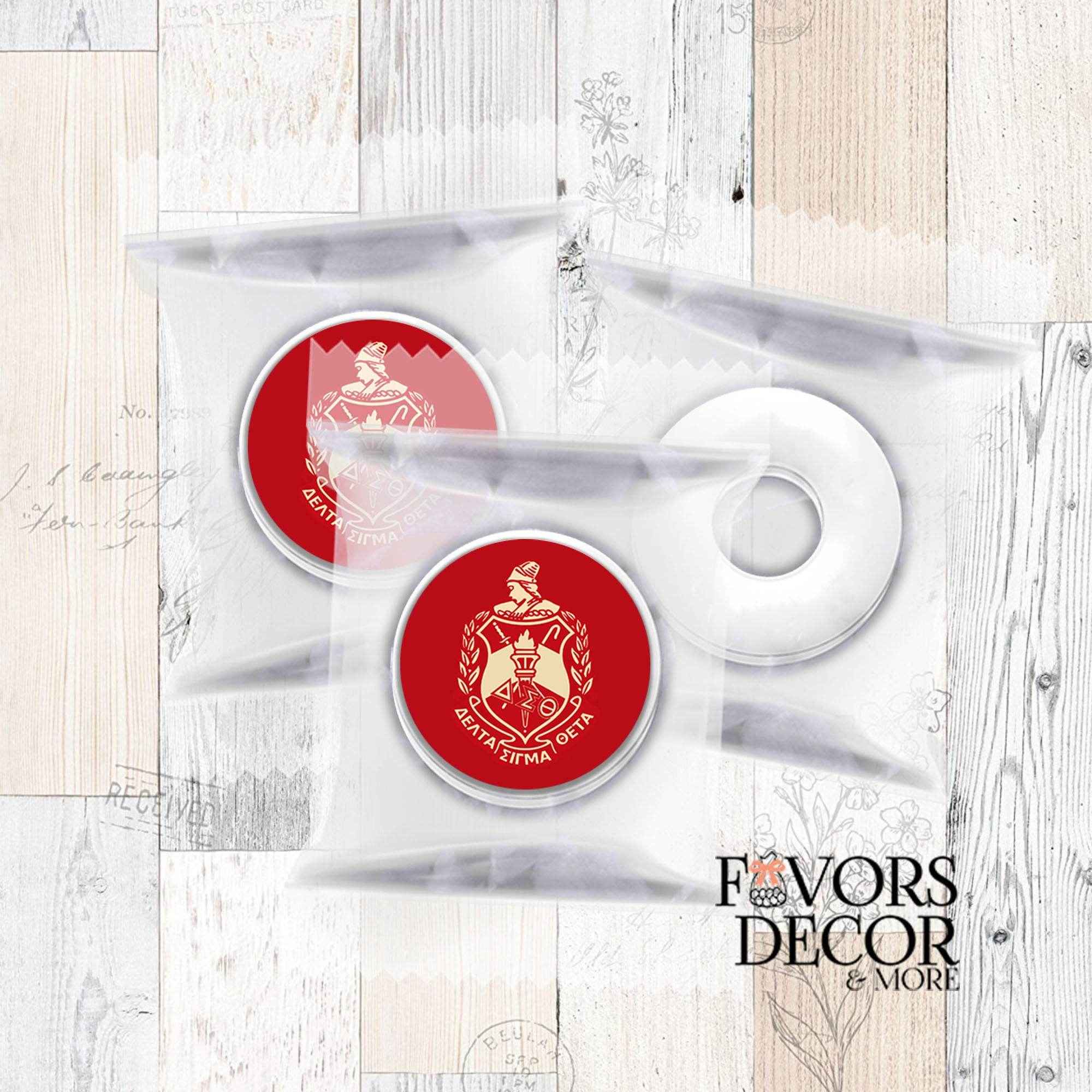 Labels - Mint Candy, Chocolate Kisses | Delta Sigma Theta Shield 88 per sheet - Favors Decor and More