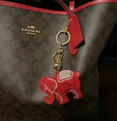 Keychain - Delta Sigma Theta | Red Crystals Elephant Bling Keychain - Favors Decor and More