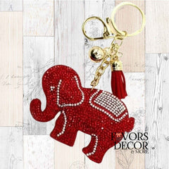 Keychain - Delta Sigma Theta | Red Crystals Elephant Bling Keychain - Favors Decor and More