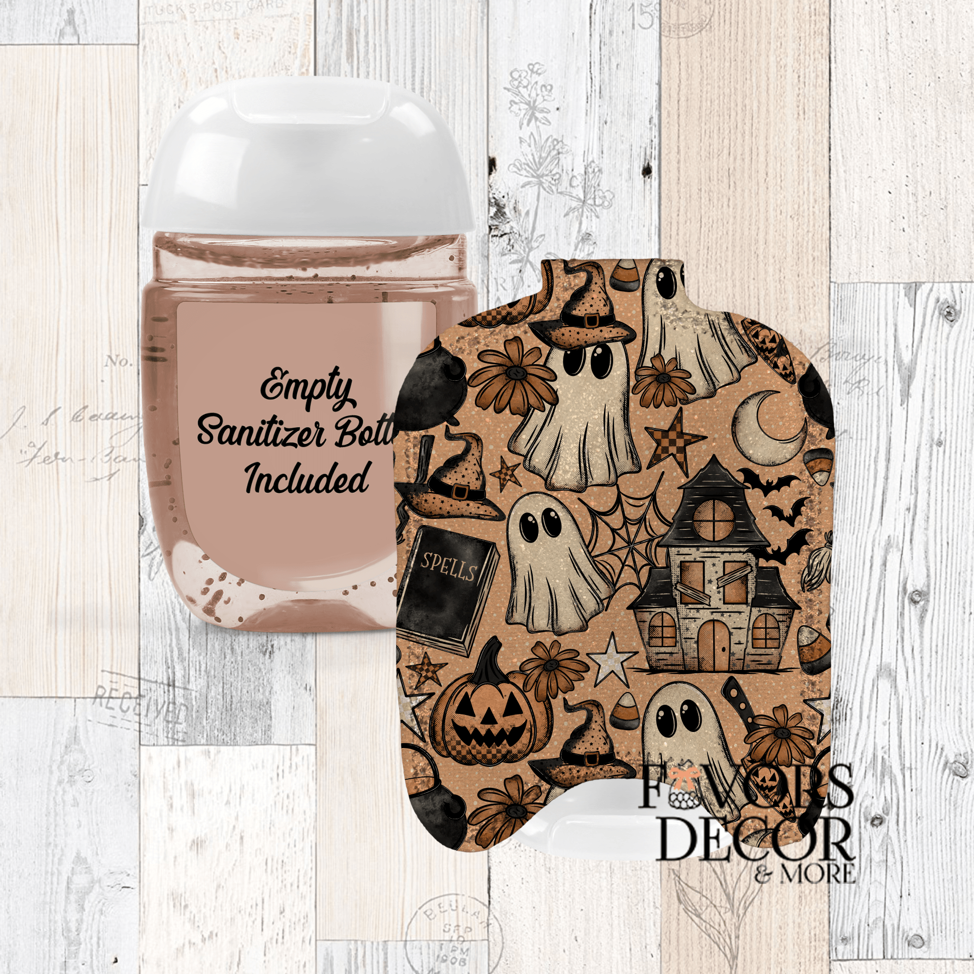 Hand Sanitizer Holder β Custom Printed Glitter Fabric Includes Empty Bottle - Favors Decor and More