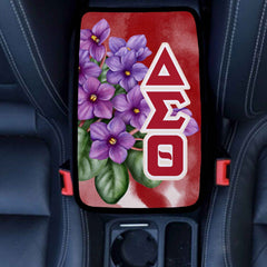 Car Center Console Cover - Delta Sigma Theta | African Violets and Greek Letters - Favors Decor and More