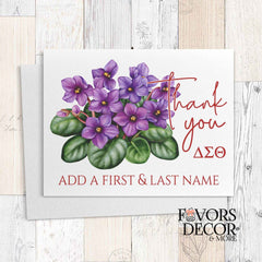Greeting Cards - Delta Sigma Theta - Personalized Thank You African Violets - Favors Decor and More