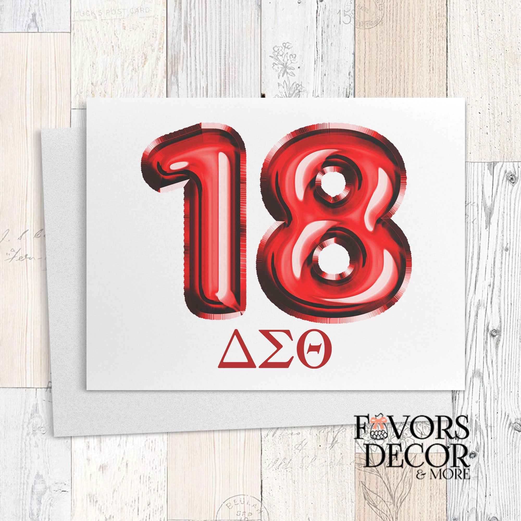 Greeting Cards | Line Number Balloon Delta Sigma Theta Sorority - 4.25" L × 5.5" W, A2