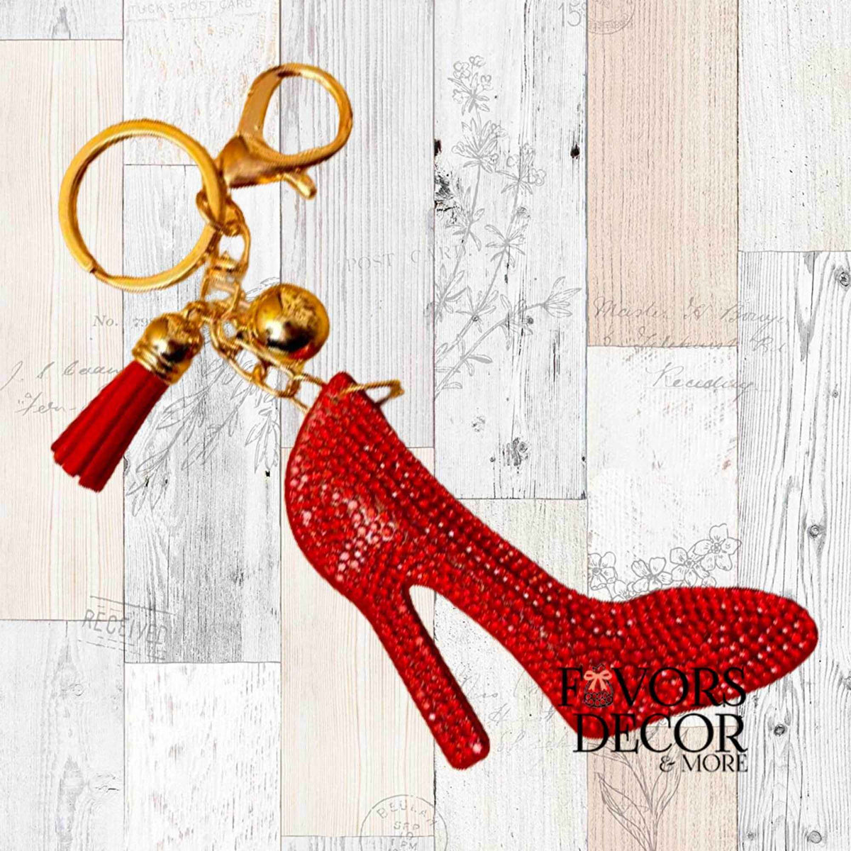 Keychain - Delta Sigma Theta | Padded Diva Red High Heel Handbag Charm - Favors Decor and More