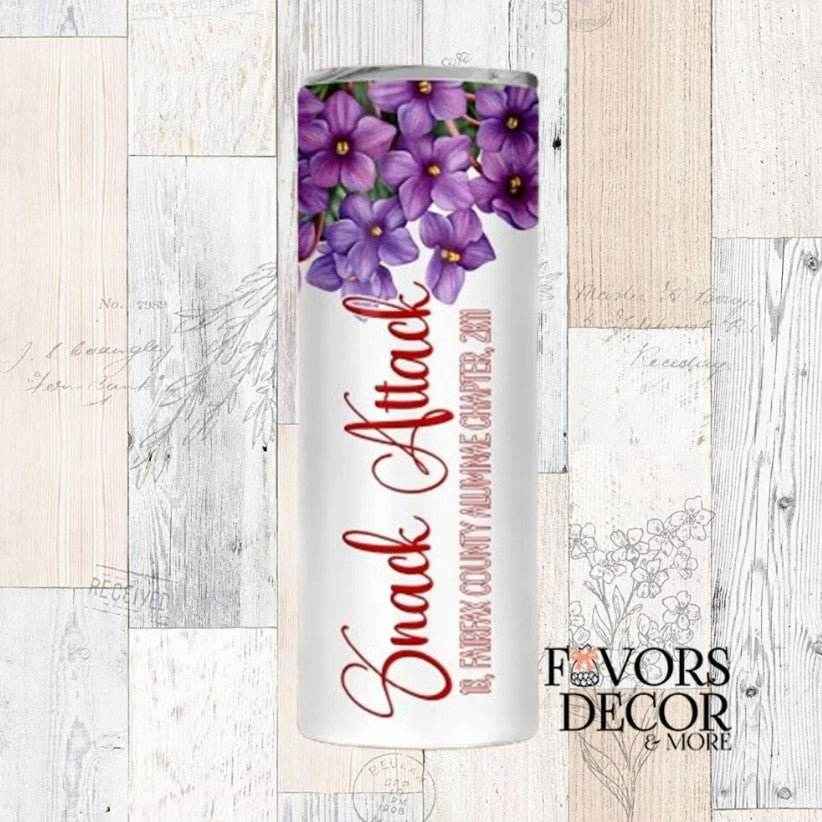 Tumbler - Delta Sigma Theta | African Violets Floral Bouquet - Favors Decor and More