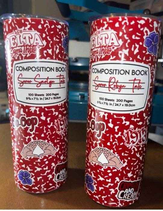 Tumbler - Delta Sigma Theta | Composition Notebook and Stickers Personalized - Favors Decor and More