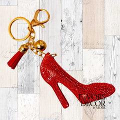 Handbag Charm - Padded Diva High Heel Charm Red
