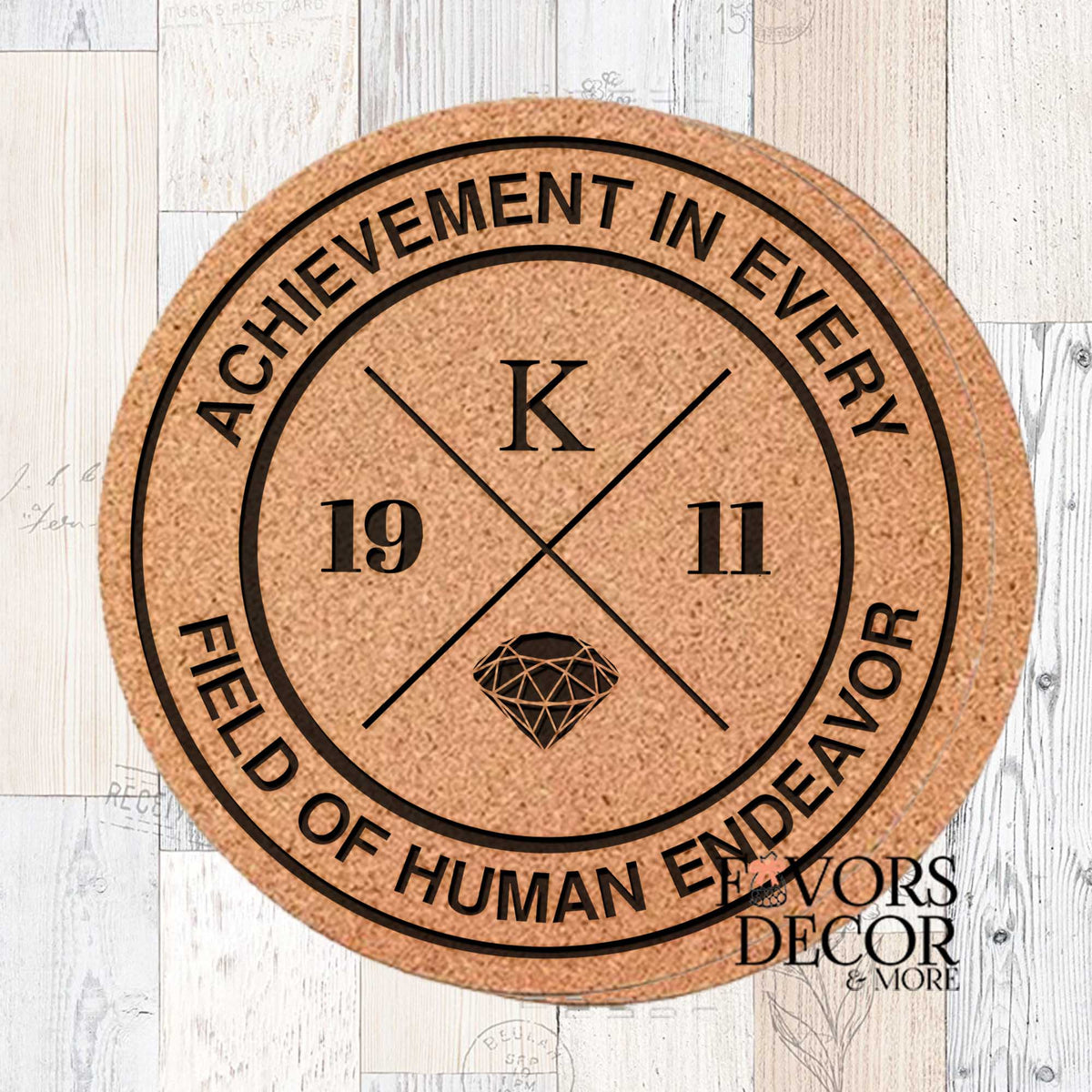 Coasters - Kappa Alpha Psi |  Round Cork Fraternity Achievement Motto Coaster