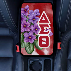 Car Center Console Cover African Violet and Greek Letters - Delta Sigma Theta