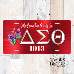 License Plate | Delta Sigma Theta - Greek Letters and Violet Car Tag