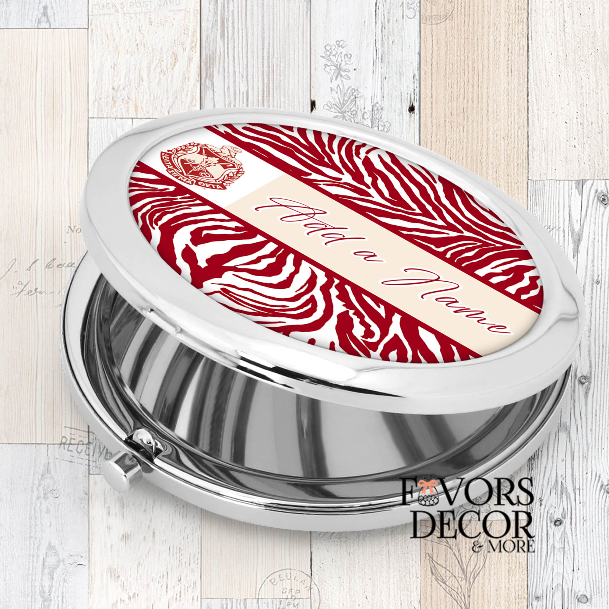 Personalized Delta Sigma Theta Zebra Print Compact Mirror