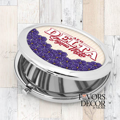 Compact Mirror - Delta Sigma Theta Sorority | Sorority Name and African Violets - Favors Decor and More