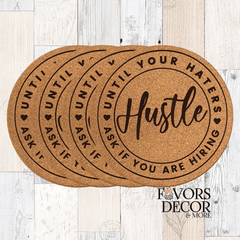 Cork Coasters - Hustle Cork Coasters – Motivational Drink Coasters for Entrepreneurs & Gifts - Favors Decor and More