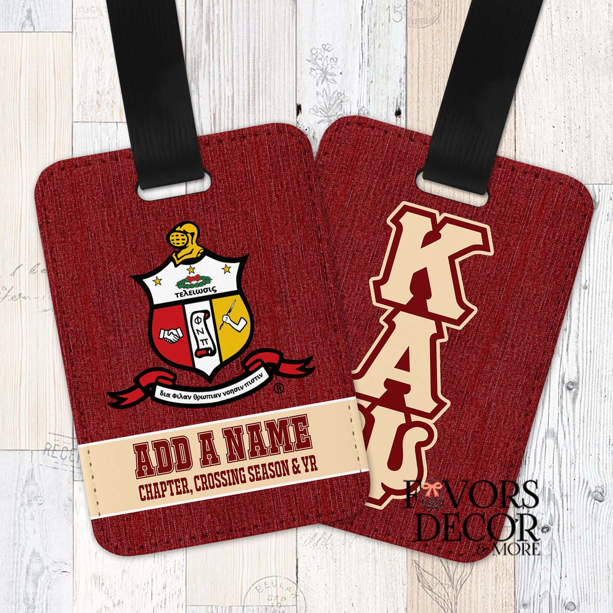 Kappa Alpha Psi Luggage Tag with Chapter Crossing Season and Year
