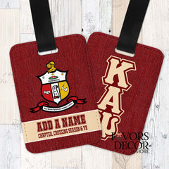 Kappa Alpha Psi Luggage Tag with Chapter Crossing Season and Year