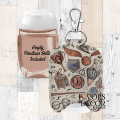 Hand Sanitizer Holder – Custom Printed Glitter Fabric Includes Empty Bottle - Favors Decor and More