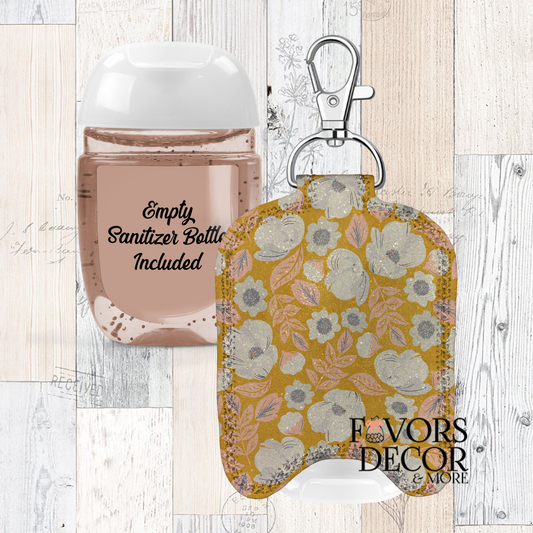 Hand Sanitizer Holder – Custom Printed Glitter Fabric Includes Empty Bottle