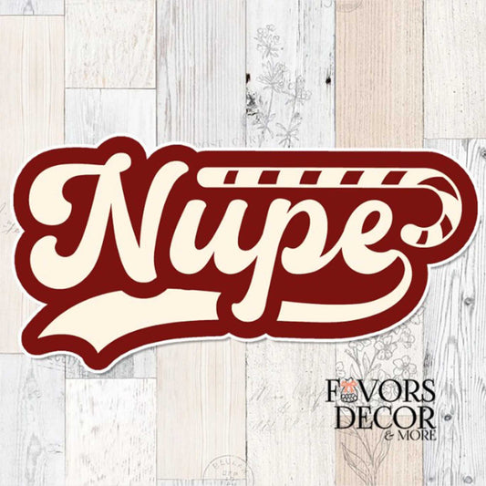 Nupe sticker in crimson and cream with Kappa cane design, vinyl decal for Kappa Alpha Psi members