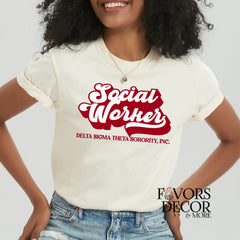 Apparel Unisex Crewneck T-Shirt Social Worker Delta Sigma Theta Sorority - Cream