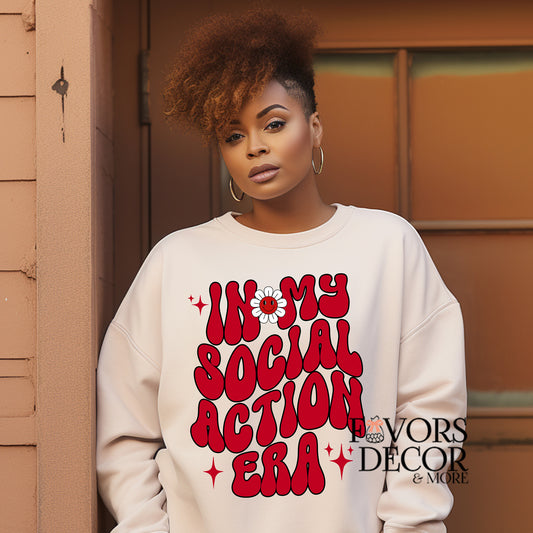 Apparel Unisex Crewneck Sweatshirt In My Social Action Era Delta Sigma Theta Sorority - Cream