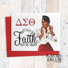 Greeting Cards – Delta Sigma Theta Walk by Faith Not by Sight – Sorority Card with Red Envelop