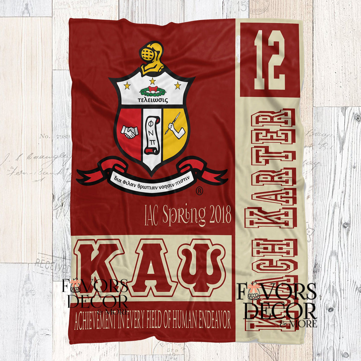 Blanket Color Block Personalized Kappa Alpha Psi Fraternity - Favors Decor and More