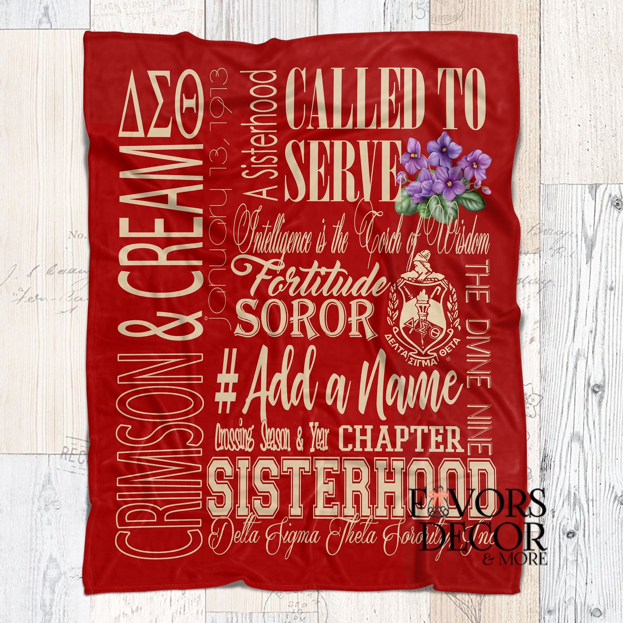 Blanket Subway Art Personalized Delta Sigma Theta Sorority - Favors Decor and More