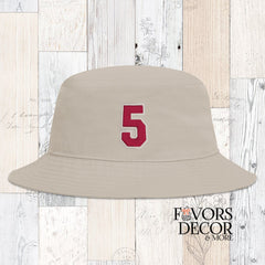Bucket Hat - 3D Puff Line Number, Kappa Alpha Psi Crimson and Cream - Favors Decor and More